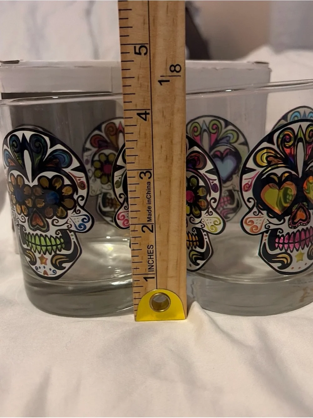Set of 2 Culver Sugar Skull Day Of The Dead Glasses New In Box